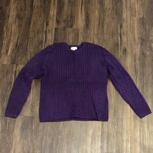 St John’s Bay Classic Cable Purple Sweater L